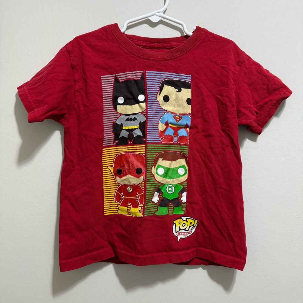 DC Comics Red Graphic T-Shirt XS 100% Cotton Batman Superman Flash Green Lantern